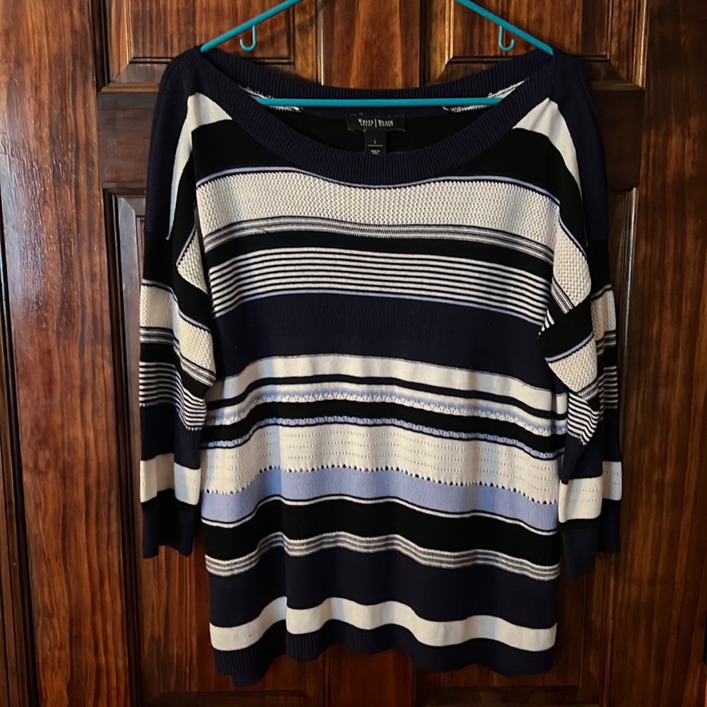 Blue and white striped White House, Black market sweater